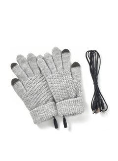 اشتري USB Heated Gloves for Men and Women, Screen Touch Electric Heated Gloves Removable & Washable Large Full Knitted Heated Hand Gloves في الامارات