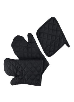 Buy Kitchen Gloves with Pot Holder- RF10488 100% Cotton Padded with Polyester Gloves and Holder in UAE