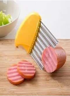 اشتري "Crinkle Potato Cutter & Pickle with Plastic Handle with Stainless Steel Anti-Rust Pins - Easy and Quick Cutting for Potatoes and Pickles (Ergonomic Handle, Durable Design, Easy to Clean)" في مصر