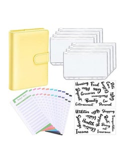 Buy 23Pcs A6 PU Leather Notebook Binder Budget Planner, with with 8 PCS A6 Binder Pockets, 12 Expense Budget Sheets, 2 Sheets Sticker Label in Saudi Arabia