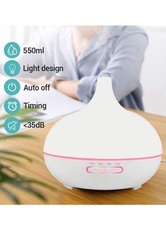 Buy Large Aromatherapy Diffuser and Cool Mist Humidifier 550ml White in UAE