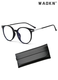 اشتري Blue Light Blocking Glasses - Computer Game Glasses Retro Round Eyeglasses Frame for Women Men, Anti Eye Eyestrain UV 400 Protection Reading Gaming Glasses Non Prescription, Black في الامارات