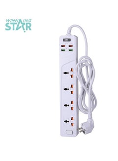 Buy Extension Cord Power Cords 3 Outlets Charging Socket with 4 USB Ports Universal Charging Socket with Extension Cord in Saudi Arabia
