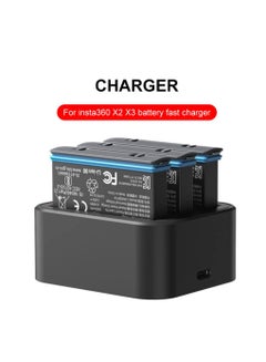 Buy Action Camera Battery Fast Charger Hub Power Accessories Compatible with Insta 360 ONE X3/ONE X2 Action Camera Charging Stand Charge up to 3 Batteries Simultaneously in UAE