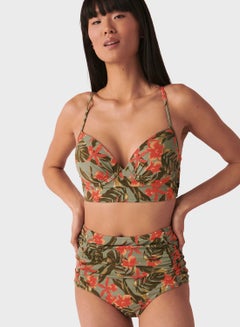 Buy Tie Detail Cut Out Printed Bikini Top in UAE