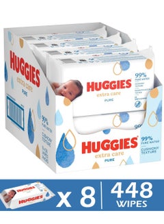 Buy 8-Piece Extra Care Pure Baby Wipes With 99 Percent Water 488 Wipes in UAE