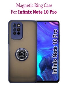 Buy Silicone Protective Metal Ring Back Case Cover For Infinix Note 10 Pro - Blue in Saudi Arabia