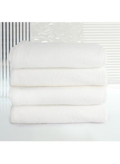 اشتري 4 Piece Bathroom Towel Set 100% Cotton Terry 560 GSM Kings Collection 4 Bath Towel 75x150 cm Pile to Pile Quick Dry Super Absorbent White Color في الامارات