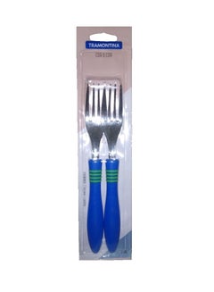 Buy 2-Piece Fork Spoon Set Blue 23 x 4cm in Saudi Arabia