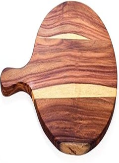 اشتري Sirsua Wood Cutting Board with Handle, Wooden Cutting Board for Meat, Bread, Vegetables, Fruits, Cheese, Round Pizza Serving Board, Decorative Cutting Board for Kitchen and Dining في مصر