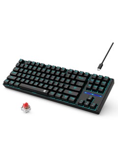 Buy 75% Gaming Keyboard Arabic English 87 Keys Mechanical Keyboard with RGB Backlit 19 Modes Hot Swap Wired Mini Keyboard PBT Keycaps for PC Gaming and Working (Red Switch) in UAE