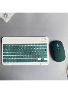 اشتري Rechargeable Bluetooth Keyboard And Mouse Combo Ultra-Slim Portable Compact Set For Android Windows Tablet Cell Phone IPhone IPad Pro Air Mini OS IOS 13 And Above Dark Green في الامارات