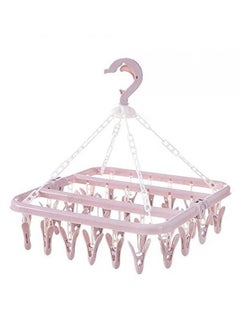 Buy 32 Clips of Multi-functional Cloths Drying Hanger Stand Drying Hooks Clothes Socks Underwear Handkerchief Etc for Home Use Pink in UAE