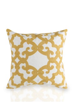 Buy Embroidered Geo Cushion Cover -Yellow, Polyester, 45 X 45 Cms, 1-Piece in UAE