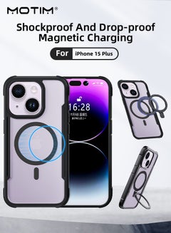 Buy iPhone 15 Plus Magsafe Case with Kickstand Supports MagSafe Charging Clear Matte Magnetic Yellowing-Resistant Military-Grade Drop Protection Phone Case Shockproof Anti-Scratch 6.7 inch Cover in UAE
