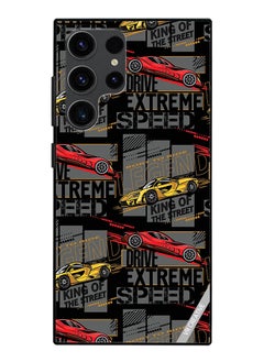 Buy Protective Case Cover For Samsung Galaxy S23 Ultra 5G Abstract Seamless Pattern With Sport Cars Design Multicolour in UAE