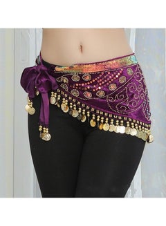 اشتري Women's Belly Dancing Belt Colorful Dance Waist Chain Belly Dance Hip Scarf Belt With Coins في السعودية