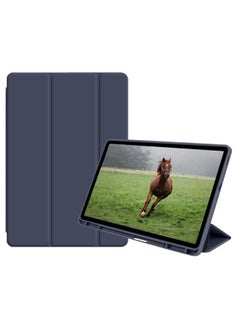 Buy Smart Case Cover for Samsung Galaxy Tab S6 LITE 10.4 Inch 2020 [SM-P610 / SM-P615] S-Pen (Pencil) Holder PU Leather Flip Case - Dark Blue in Egypt