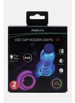 اشتري 2 Packs LED Cup Holder Lights, Black Combo في الامارات