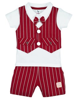 Buy Macitoz T-shirt with attached Lined Waistcoat Bow tie and Shorts Clothing Set Dress for Baby Boys in UAE