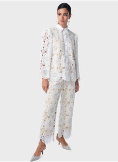 Buy Bell Sleeve Lace Shirt And Pant Set in Saudi Arabia