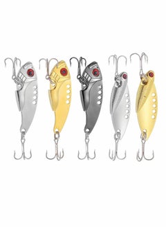 Buy Fishing Lure Set, 5 Pcs Hard Fishing Lures, Metal Fishing Spoons with High Carbon Steel Hook in Saudi Arabia