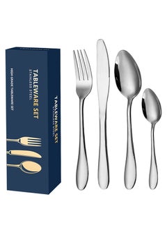 اشتري 24 Piece Silverware Set for 4, Premium Stainless Steel, Mirror Polished Cutlery, Durable Kitchen Eating Tableware, Complete Dishwasher Safe Utensil Set في الامارات