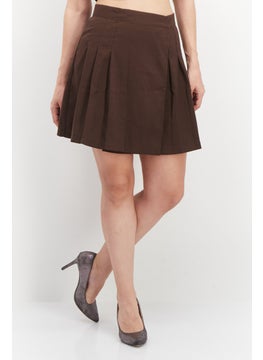 اشتري Women Plated Mini Skirt, Brown في السعودية