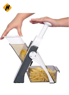 Buy Vegetable Cutter Safe Mandoline Slicer TikTok Adjustable Chopper Multi purpose Food for Kitchen Gray, Lc-Vcutter-gy-060 in Saudi Arabia