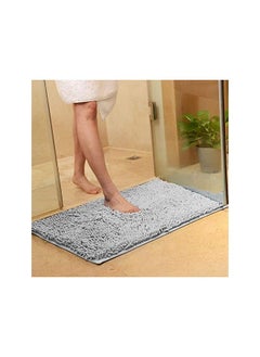 اشتري Bathroom Rug 50X80Cm Non Slip Microfiber Super Absorbent Water Baby Bath Mat Soft Cozy Shaggy Durable Washable Bath Rug Bathroom Floor Mat For Bath Shower Bedroom Or Door Mat Gray في السعودية