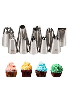 Buy 10 Pcs 2D Drop Flower Tip Silver Nozzles Tip, Decorating Tips Stainless Steel Cake Decorating Icing Piping Tip Set, Pastry Cake Decorating Baking Tools For Cupcakes Cakes Cookies Decorating (Silver) in UAE