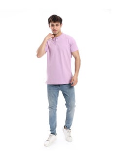 اشتري Henely Neck Buttoned T-Shirt _ Purple في مصر