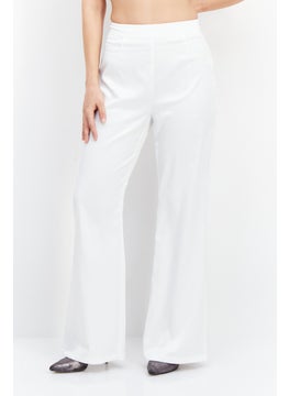 Buy Women Plain Flare Pants, White in UAE