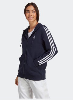 اشتري Essentials 3-Stripes French Terry Regular Full-Zip Hoodie في مصر