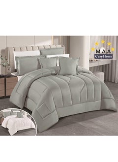 Buy Elegant Comfort King/California Two Sided King Size Luxury 8-Piece Set Dimensions:  1pc- Quilt size 250x230 cm, 1pc- Rubber sheet 200x200cm, 2pc- Pillowcase 80x50 cm,  2pc- Pillowcase 75x50 cm, 2pc- Square pillowcase 50x50 cm - Fits for both King Size and CaliforniaKingSizeBeds in Saudi Arabia