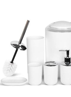 اشتري 6 Piece Plastic Bathroom Set Accessories, Bathroom Decorative Set Accessories (White) في الامارات