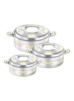 Buy Hot Pot Stainless Steel Casserole, Food Warmer Keeps Food Warm For Long Time, Perfect For Your Dining Table, Hotpot Set Of 3 Pcs - Reem 1.5L, 2.5L, 3.5L in UAE