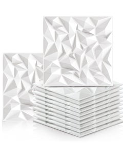 Buy 12 Pack 3D Wall Panels 3D Texture Wallpaper Panel Small Diamond Design Decorative Wall Covering 30x30cm White in UAE