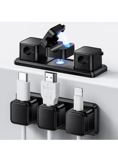 Buy Magnetic Cable Clips, Emeralune 6 pack Magnetic Cord Organizer with 2 Magnetic Bases, Wire Holder Keeper Organizer Management,Easy Secure Adhesive Cable Management, for Home,Office,Car,Desk,Nightstand in Saudi Arabia