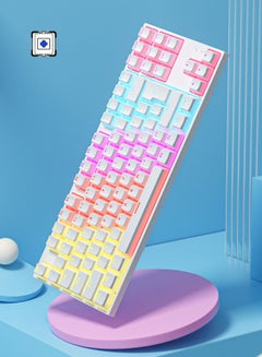 Buy Mechanical Keyboard 87 Keys Blue Switch Pudding Keycaps RGB Backlit Wired Gaming Keyboard 25-Key Rollover Anti-Ghosting - White Blue Switch in UAE