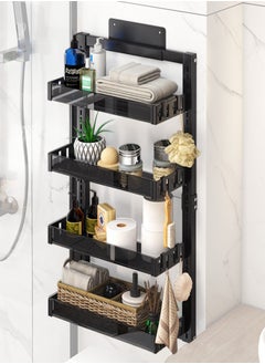 اشتري Shower Caddy Wall Shelf Shower Shelf with Hooks Drill Free Bathroom Storage Organizer Shelf في السعودية