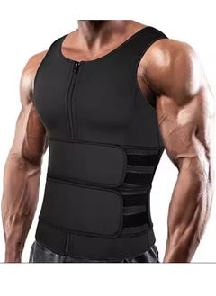 Buy Sauna Vest for Men with Waist Trainer Zipper Neoprene Sauna Sweat Suit Tank Top Workout Waist Trimmer Vest in UAE