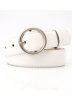 اشتري Ladies Belt Of Casual Pu Leather Jeans With Round Button Decoration 105cm  White في الامارات