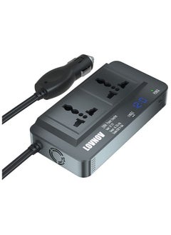 اشتري 200W Power Inverter DC 12V to 220V AC Car Charger Adapter with 2 Universal Socket and 4 USB Ports Switch LCD Display في السعودية