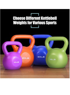 Buy Kettlebell Set 15lb-20lb Vinyl Coated Cast Iron Adjustable Kettlebell Weights Set Exercise Fitness Kettle Ball Dumbbell for Men Women Home Gym Workout Strength Training(20LB - Dark Blue) in UAE