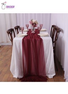 Buy 1 Piece Polyester Table Cloth Atmospheric Folding Bali Table Runner Elegant Red Burlap Table Runner Holiday Table Decoration Art Table Runner Home Decoration Pottery Decoration in Saudi Arabia