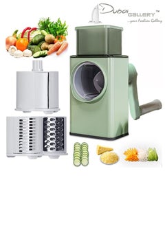 Buy Manual Vegetable Shredder, Easy to Clean Stainless Steel Blade Non Slip Sucker Universal Rotating Vegetable Grater for Kitchen in UAE