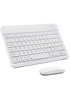 اشتري Arabic and English Bluetooth Keyboard and Mouse Combo, Ultra-Slim Portable Compact Wireless Mouse Keyboard Set for IOS Android Windows Tablet Phone iPhone iPad Pro Air Mini (White) في الامارات