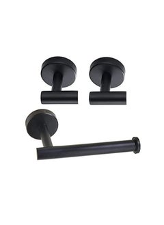 Buy SUS 304 Stainless Steel Wall Mounted - Includes Bathroom Toilet Paper Holder, 2X Robe Towel Hooks Bathroom Accessories Kit（3 PCS ，Matte Black） in UAE