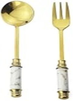 Buy Vintage Marbel Design Stainless Steel Spoon and Fork Exquisite Cutlery Set,Easy to Clean and Store (White) in Egypt